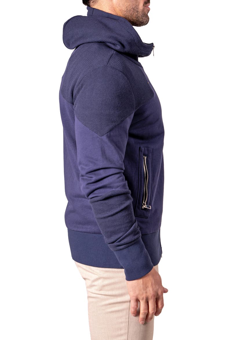 Mixed Media Zip Hoodie, Alternate, color, BLUE