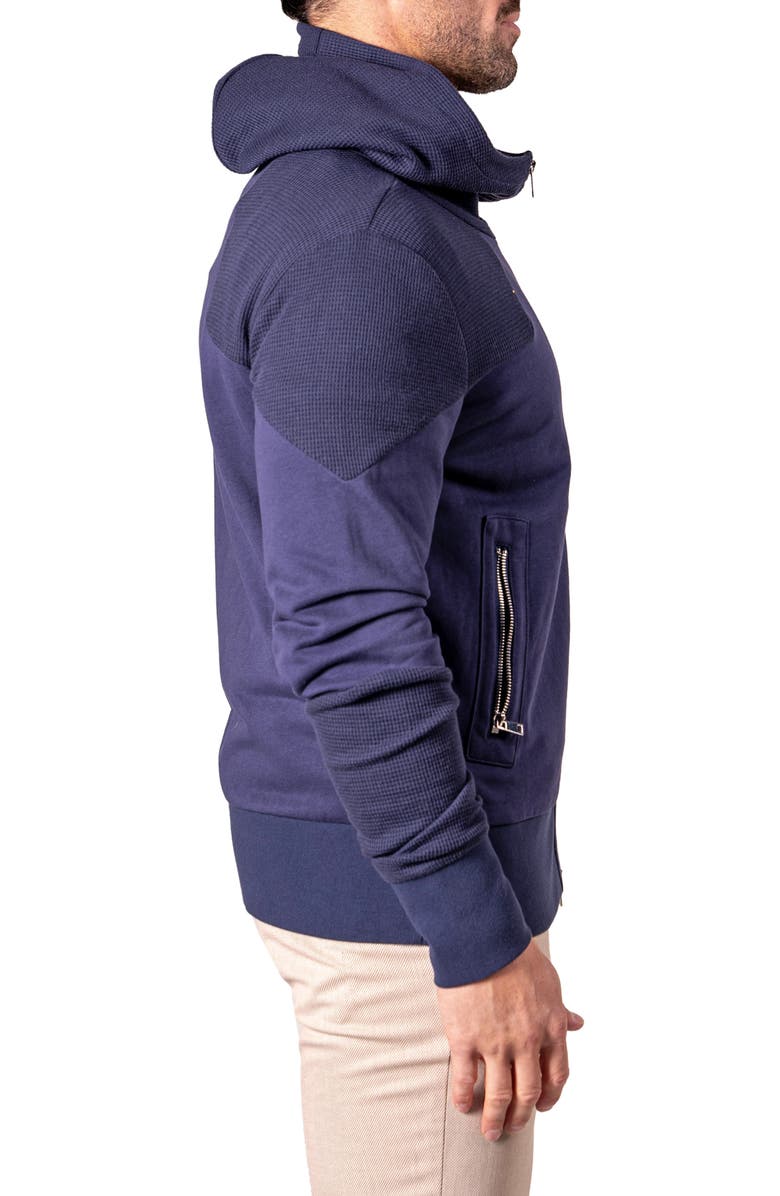 Maceoo Mixed Media Zip Hoodie, Alternate, color, Blue