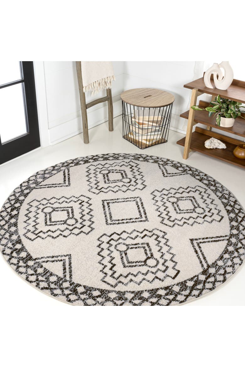 Amir Moroccan Beni Souk Round Area Rug, Alternate, color, Cream/Black