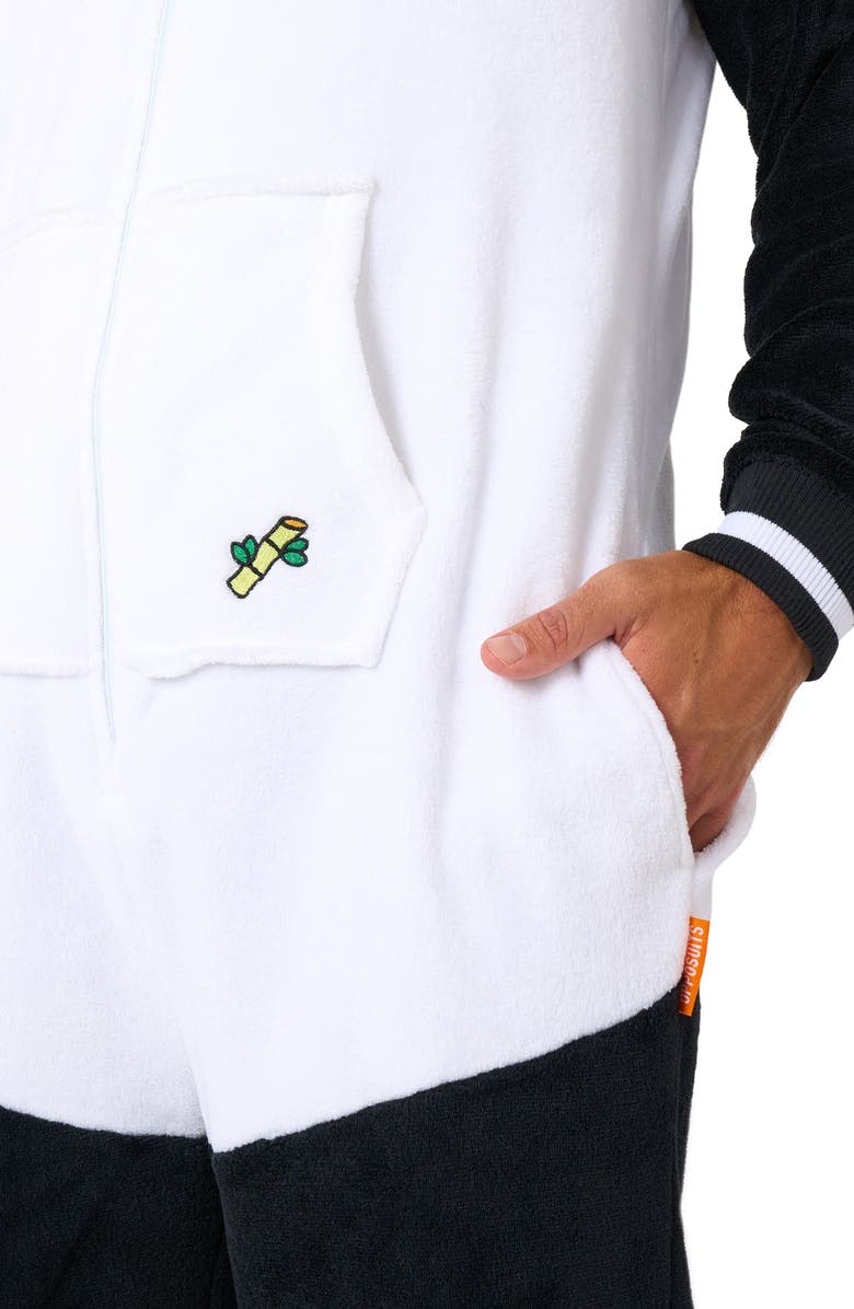 OppoSuits Panda Hooded Fleece Costume Jumpsuit, Alternate, color, Black