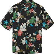 AllSaints Koh Chang Floral Short Sleeve Cotton Button-Up Shirt