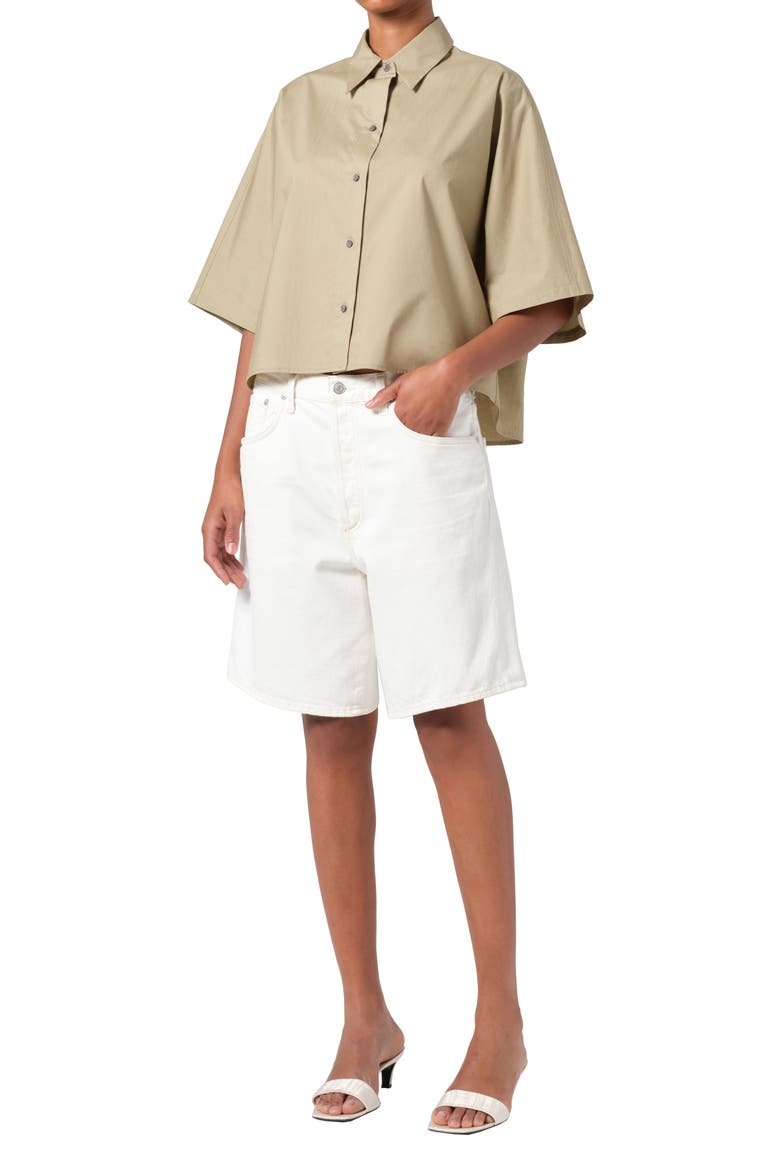 Merrin Short Sleeve Cotton Poplin Button-Up Shirt, Alternate, color, COCOON