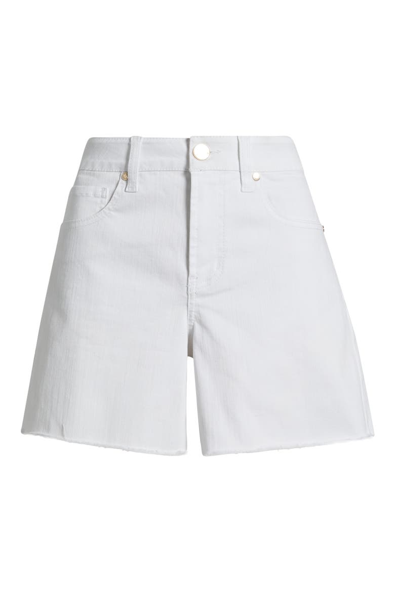 Frayed High Waist A-Line Denim Shorts, Alternate, color, WHITE
