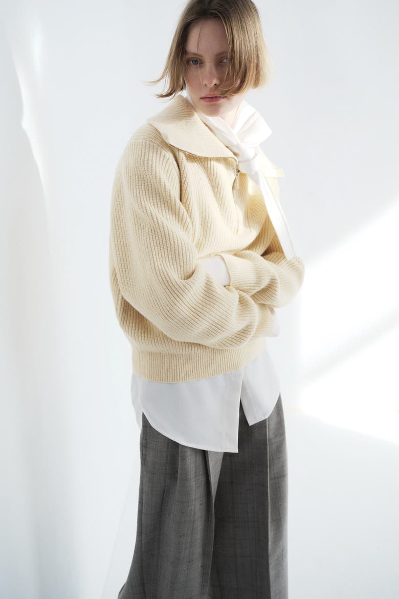 Rib-knit Zip-top Jumper, Alternate, color, Light yellow