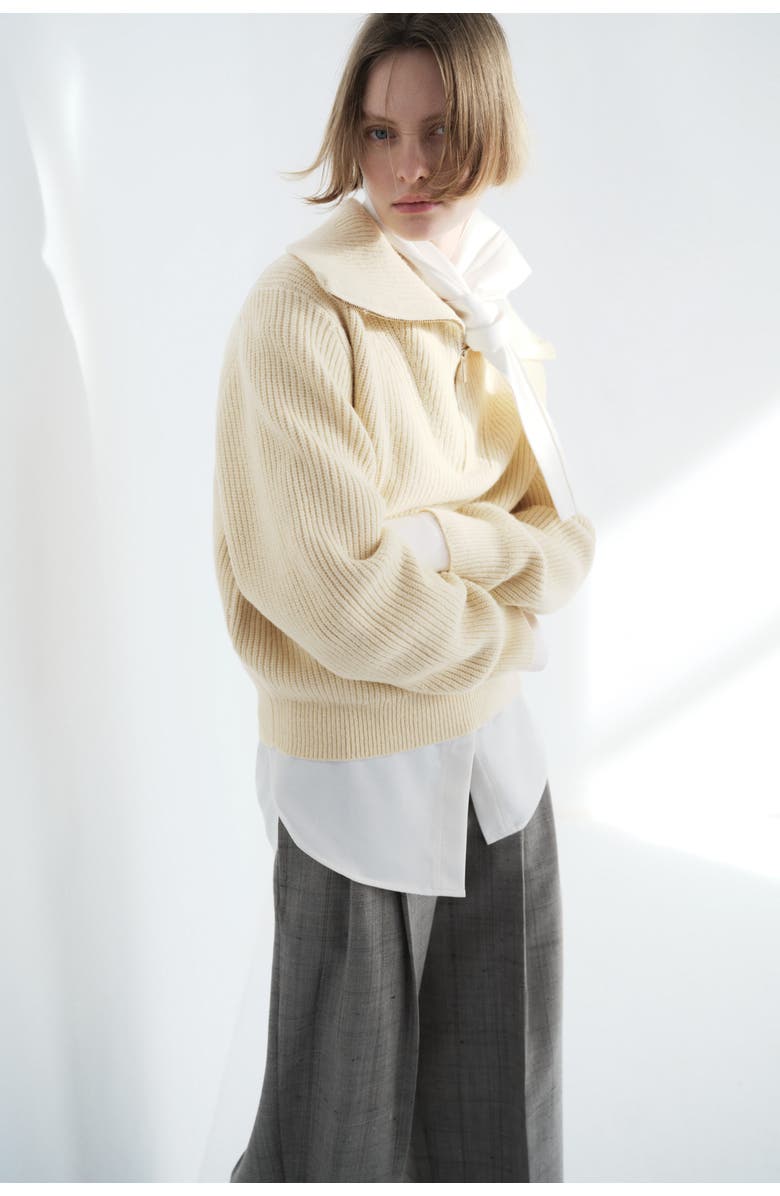 H&M Rib-knit Zip-top Jumper, Alternate, color, Light Yellow