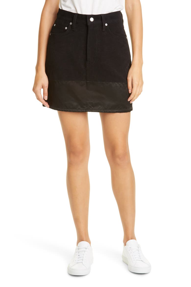 Femme Utility Denim Miniskirt, Main, color, BLACK