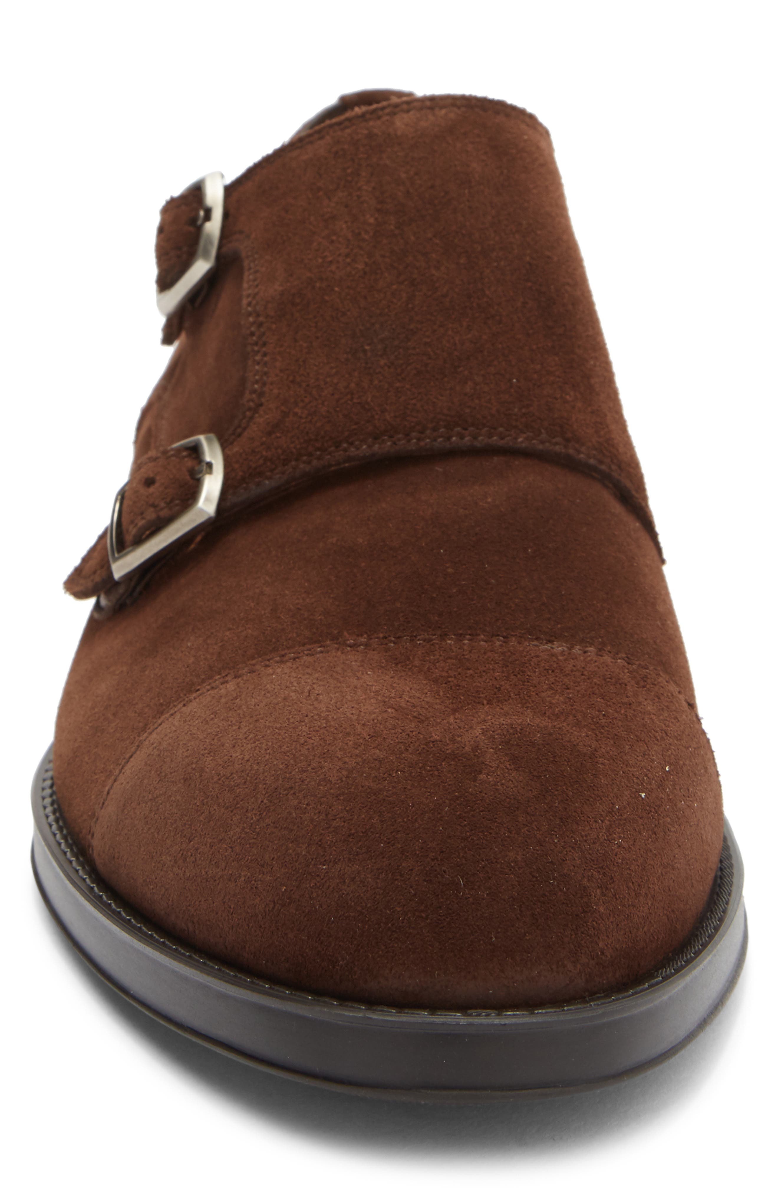 Franklyn Double Strap Monk Shoe, Alternate, color, BROWN SUEDE