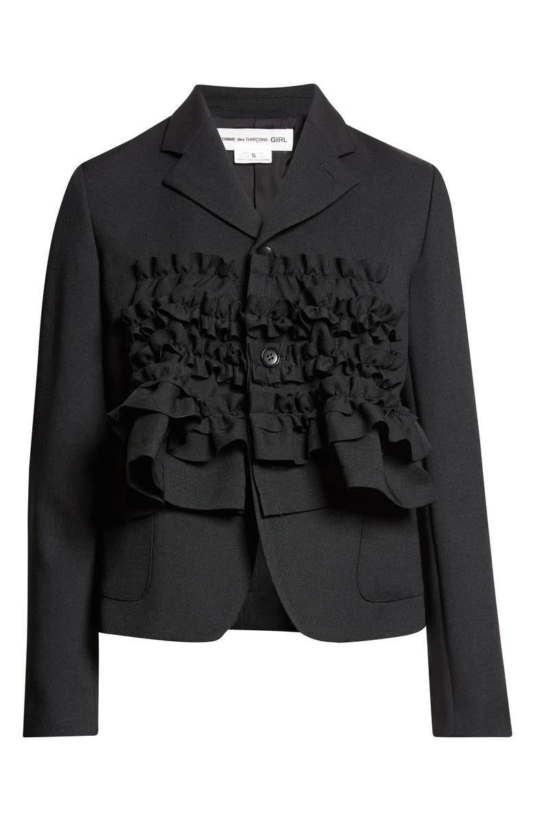 Comme des Garçons Girl Ruffle Gabardine Jacket, Main, color, Black