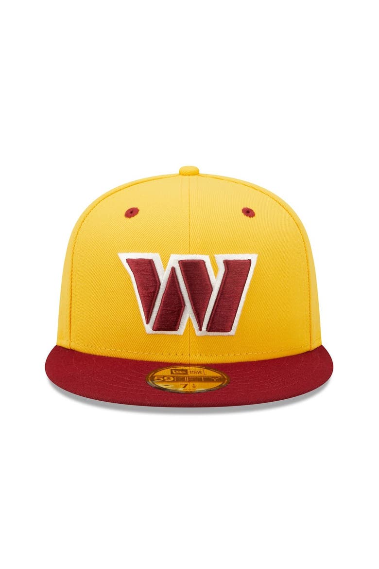 Men's New Era  Gold/Burgundy Washington Commanders Flipside 2Tone 59FIFTY Fitted Hat, Alternate, color, Gold