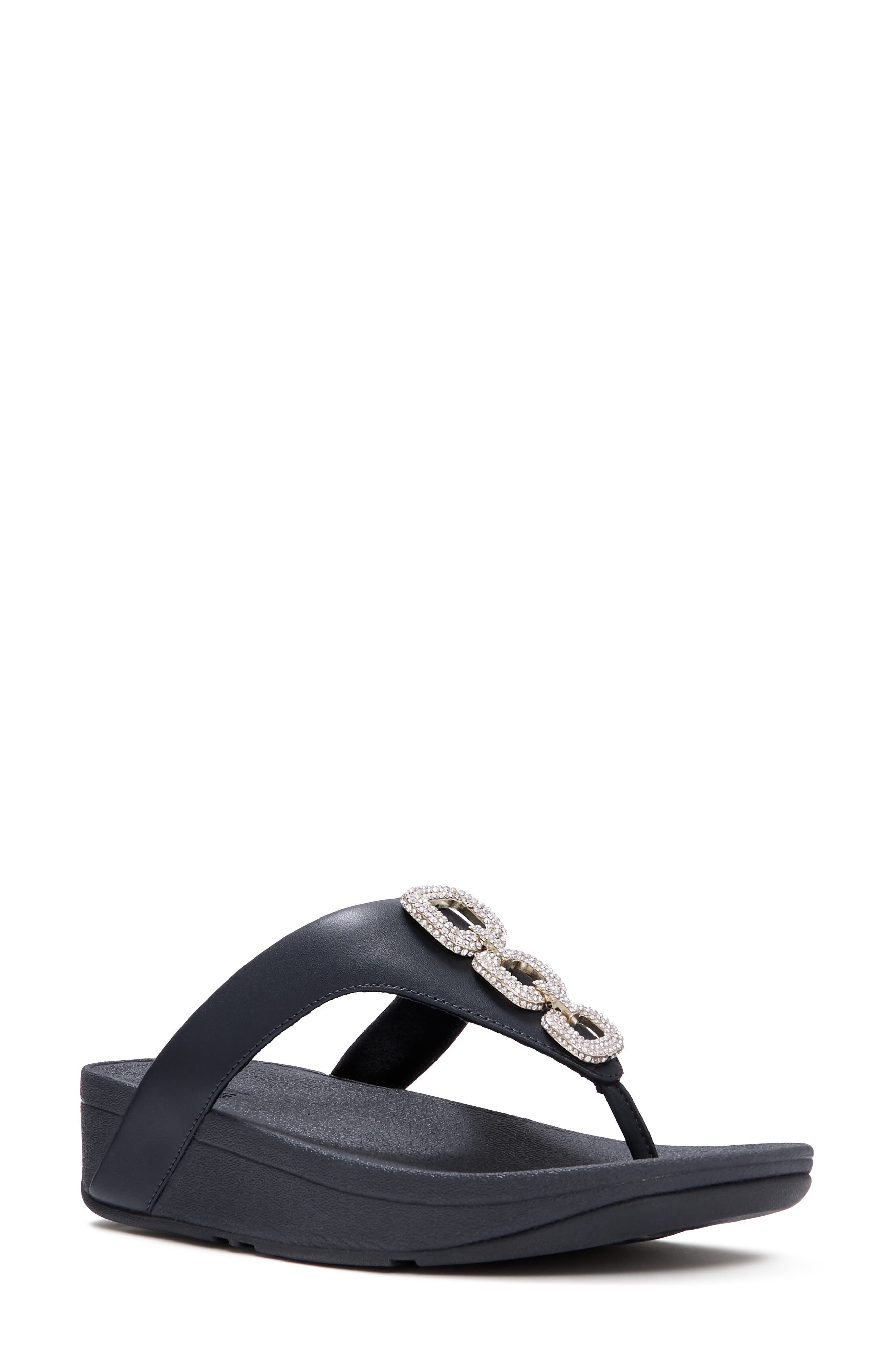 Flowrise Crystal Wedge Flip Flop, Main, color, MIDNIGHT NAVY