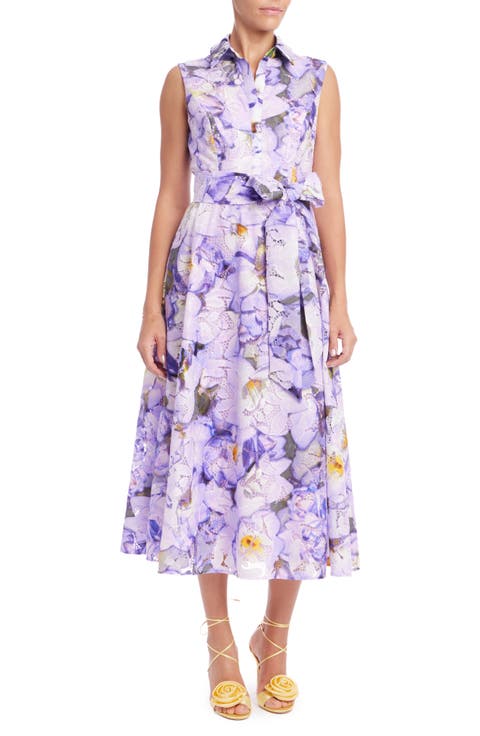 Floral Print Belted Lace Shirtdress