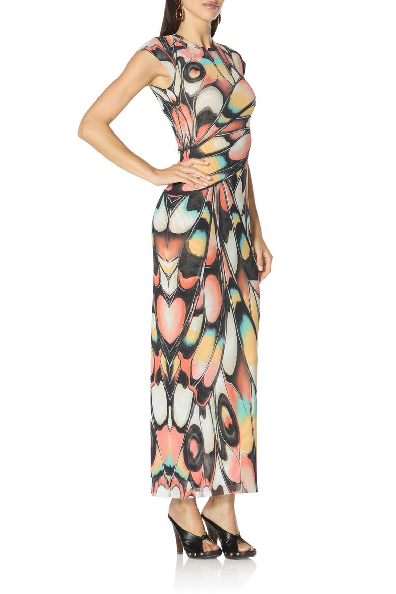 Mylo Print Mesh Maxi Dress, Alternate, color, BRANDY BUTTERFLY