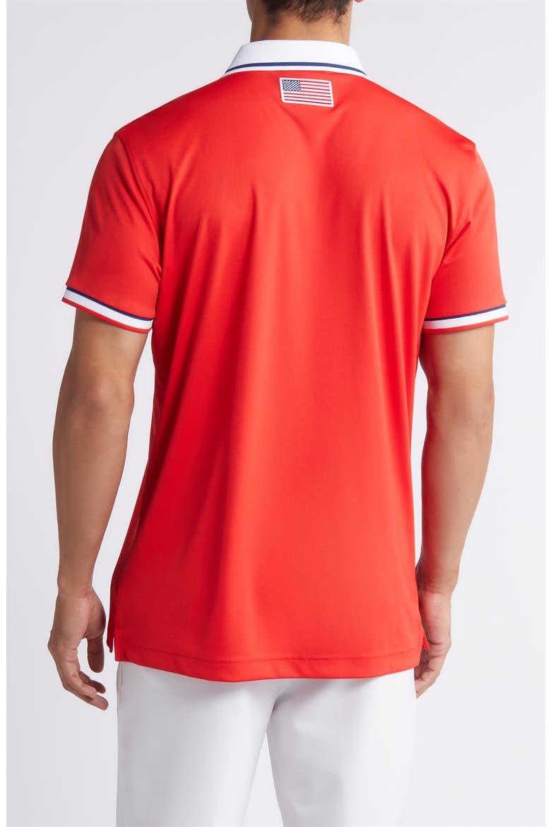 Timeo Golf Polo, Alternate, color, FLAME SCARLET