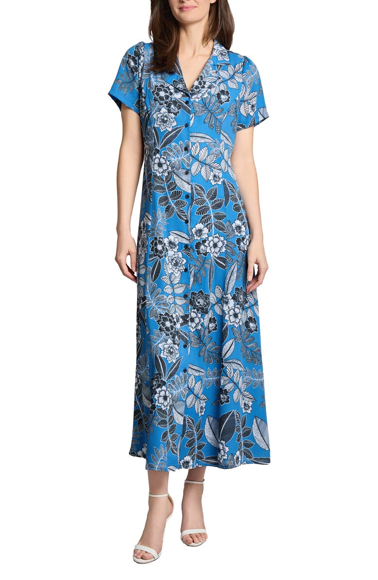 Jones New York Floral Midi Shirtdress, Main, color, 