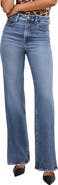 Good American SoftTech Good Boy Slit Hem High Waist Straight Leg Jeans