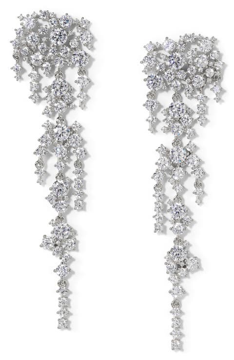 Starlight Cluster Cubic Zirconia Chandelier Earrings