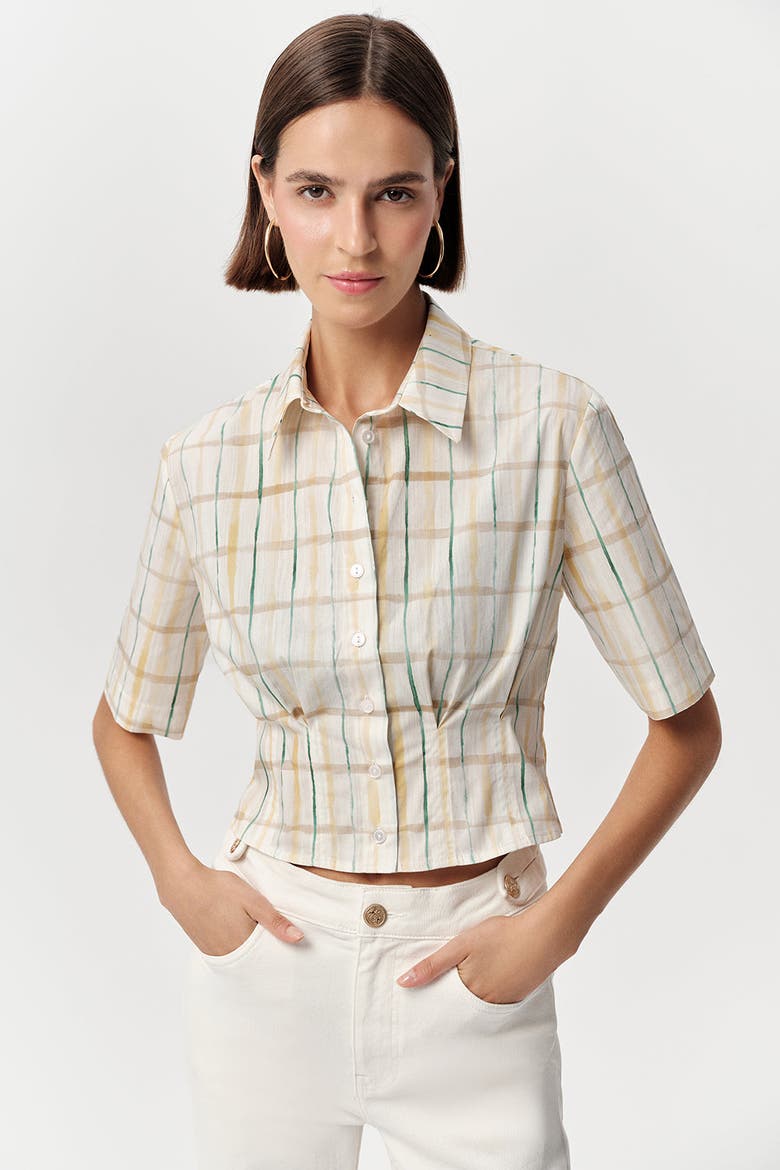 Alezae Short Sleeve Crop Shirt, Alternate, color, Multi Color