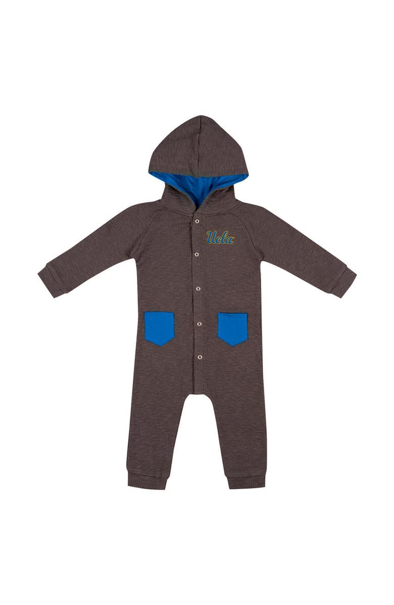 COLOSSEUM Newborn & Infant Colosseum Charcoal UCLA Bruins Zando-Zan Waffle Full-Snap Hooded Romper, Alternate, color, Charcoal