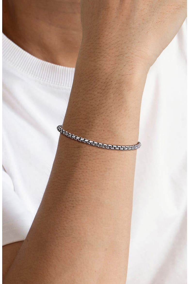 Men's Contemporary Sterling Silver Box Chain Bracelet, Alternate, color, STERLING SILVER