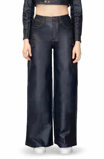 Madden Girl Coated High Waist Cargo Wide Leg Jeans