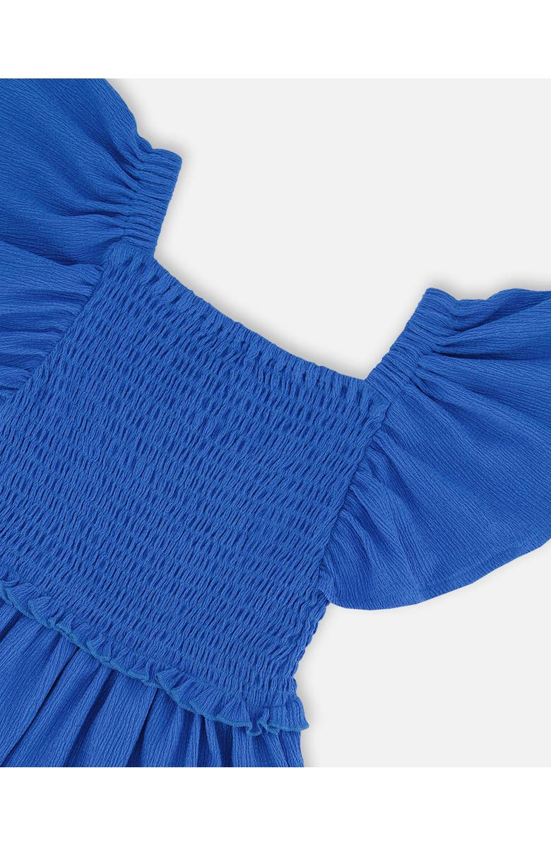 Deux par Deux Girl's Textured Smocked Dress Royal Blue, Alternate, color, Royal Blue