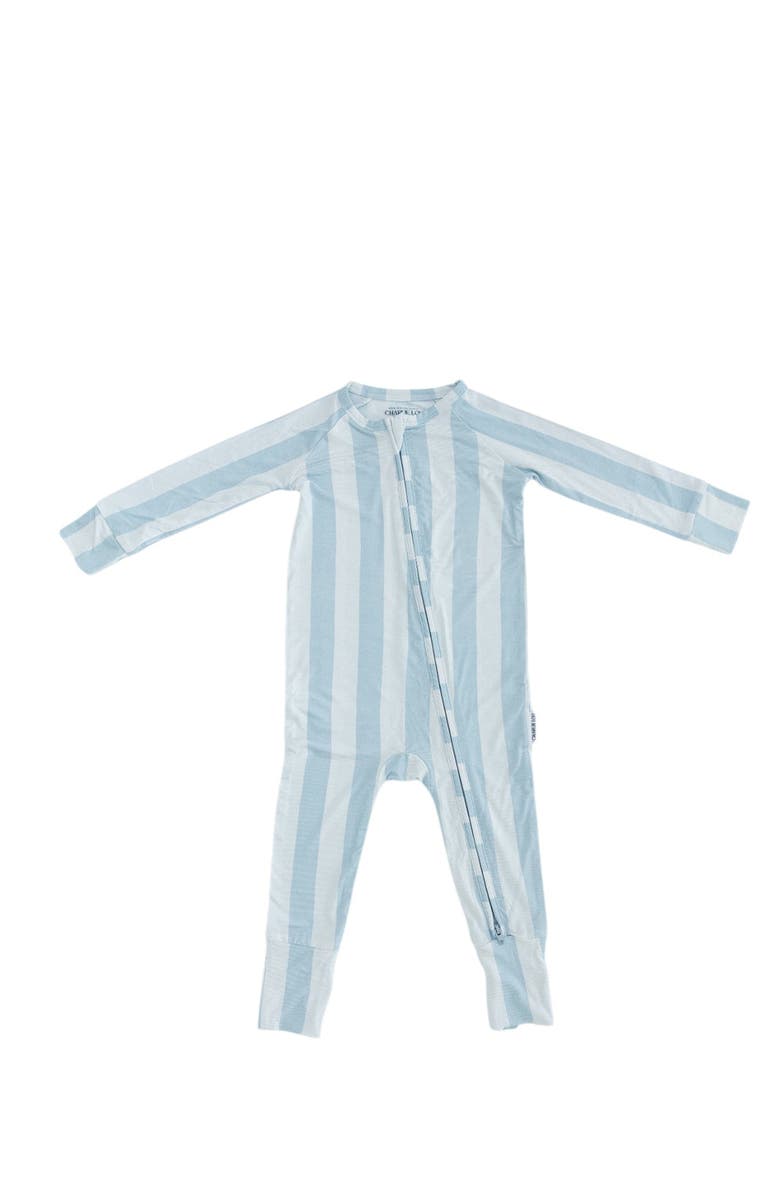 Charlie Lou Baby<sup>®</sup> Cotton Candy Stripes Double Zipper Convertible Romper, Main, color, Blue