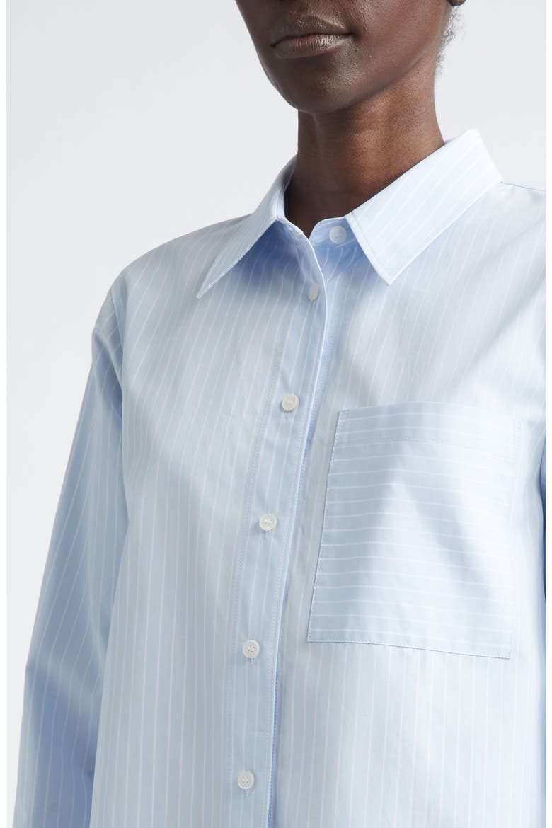 Stripe Oversize Cotton Poplin Button-Up Shirt, Alternate, color, OXFORD BLUE MULTI