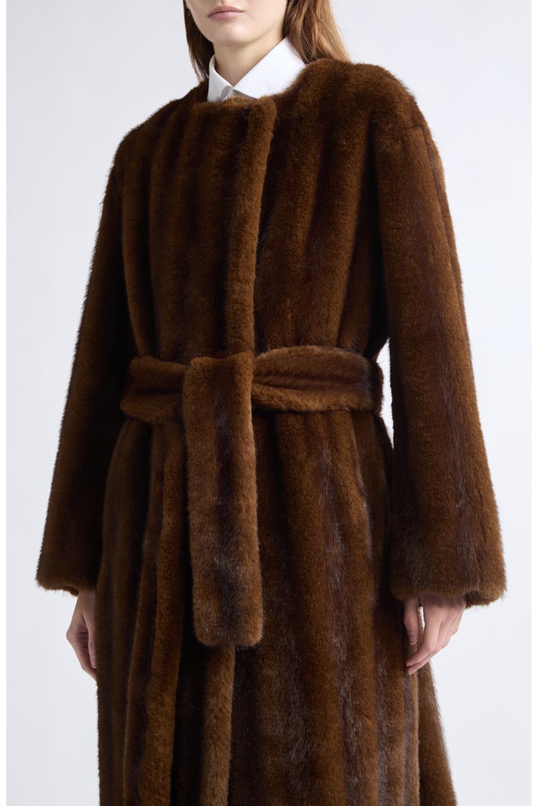 Miranda Faux Fur Coat, Alternate, color, BROWN