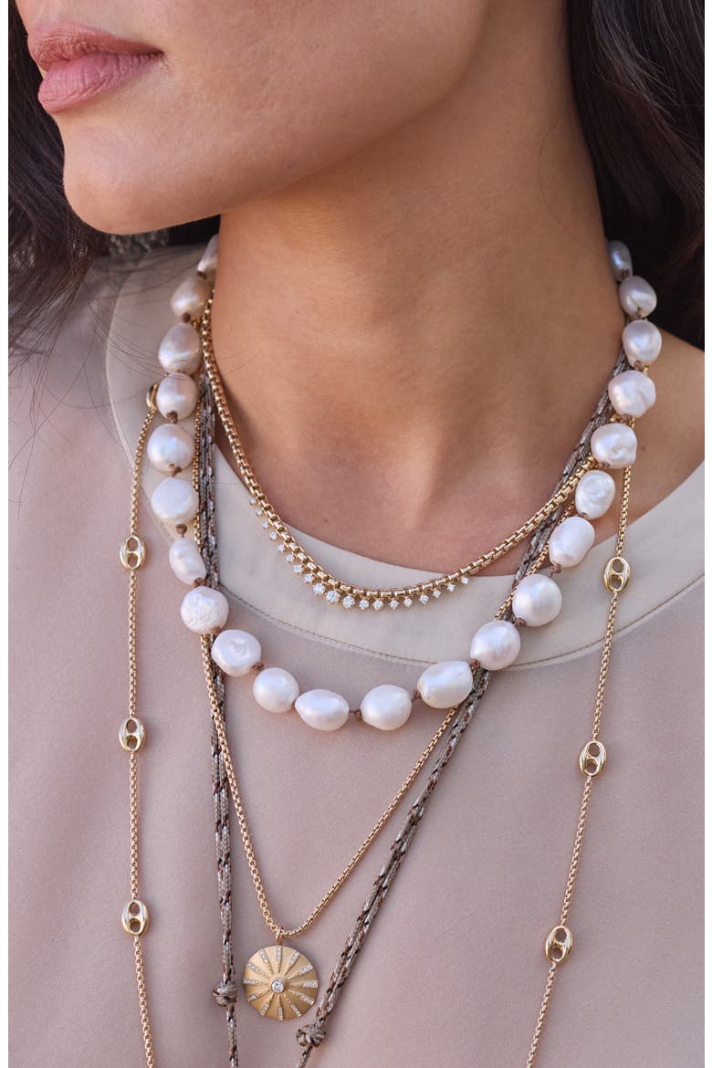 Double Knotted Baroque Pearl Necklace, Alternate, color, 14K YELLOW GOLD / WHITE PEARL
