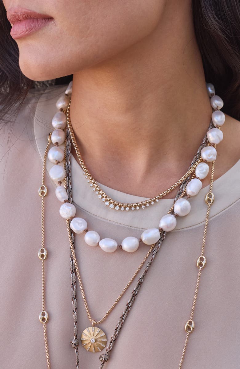 Zoë Chicco Double Knotted Baroque Pearl Necklace, Alternate, color, 14K Yellow Gold / White Pearl