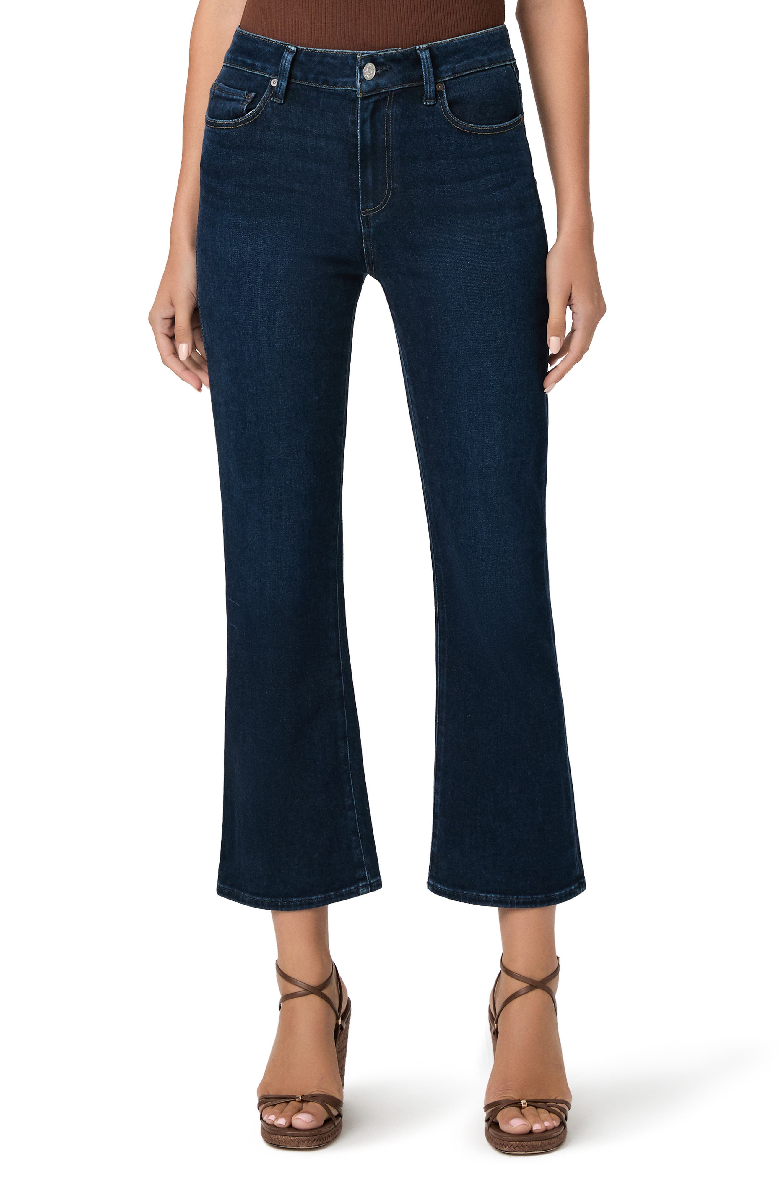 Paige Mason Mid Rise Crop Bootcut Jeans In Blue