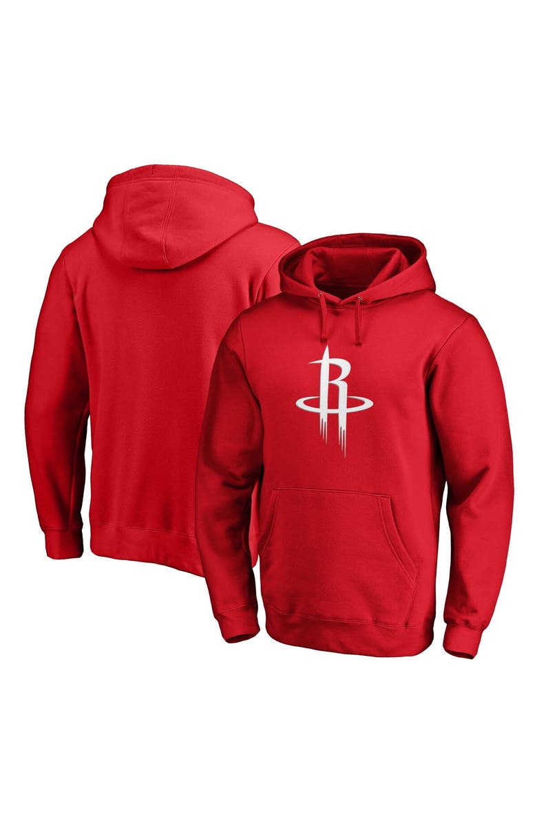 FANATICS Men's Fanatics Branded Red Houston Rockets Icon Primary Logo Fitted Pullover Hoodie, Main, color,