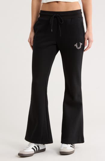True Religion Crystal Logo Flare Sweatpants In Black