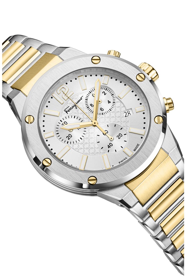 F-80 Two-Tone Bracelet Strap Chronograph Watch, 42mm, Alternate, color, TWO TONE