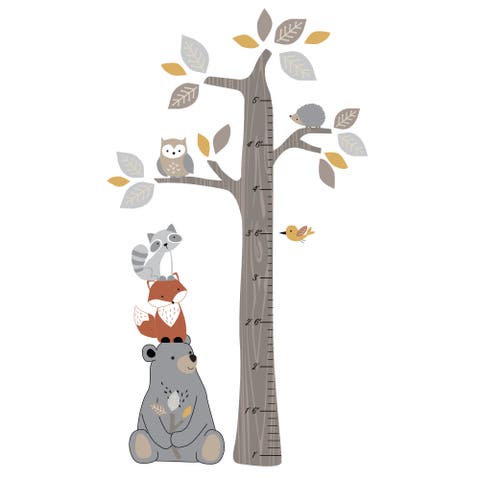 Woodland Forest Tree with Animals Kids Growth Chart Wall Decals