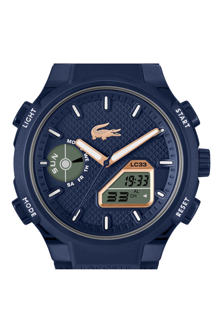LC33 Silicone Strap Watch, 45mm, Alternate, color, NAVY