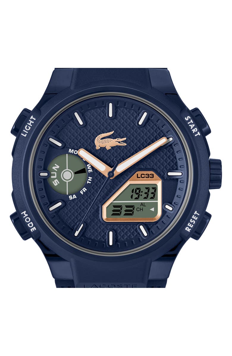 Lacoste LC33 Silicone Strap Watch, 45mm, Alternate, color, Navy