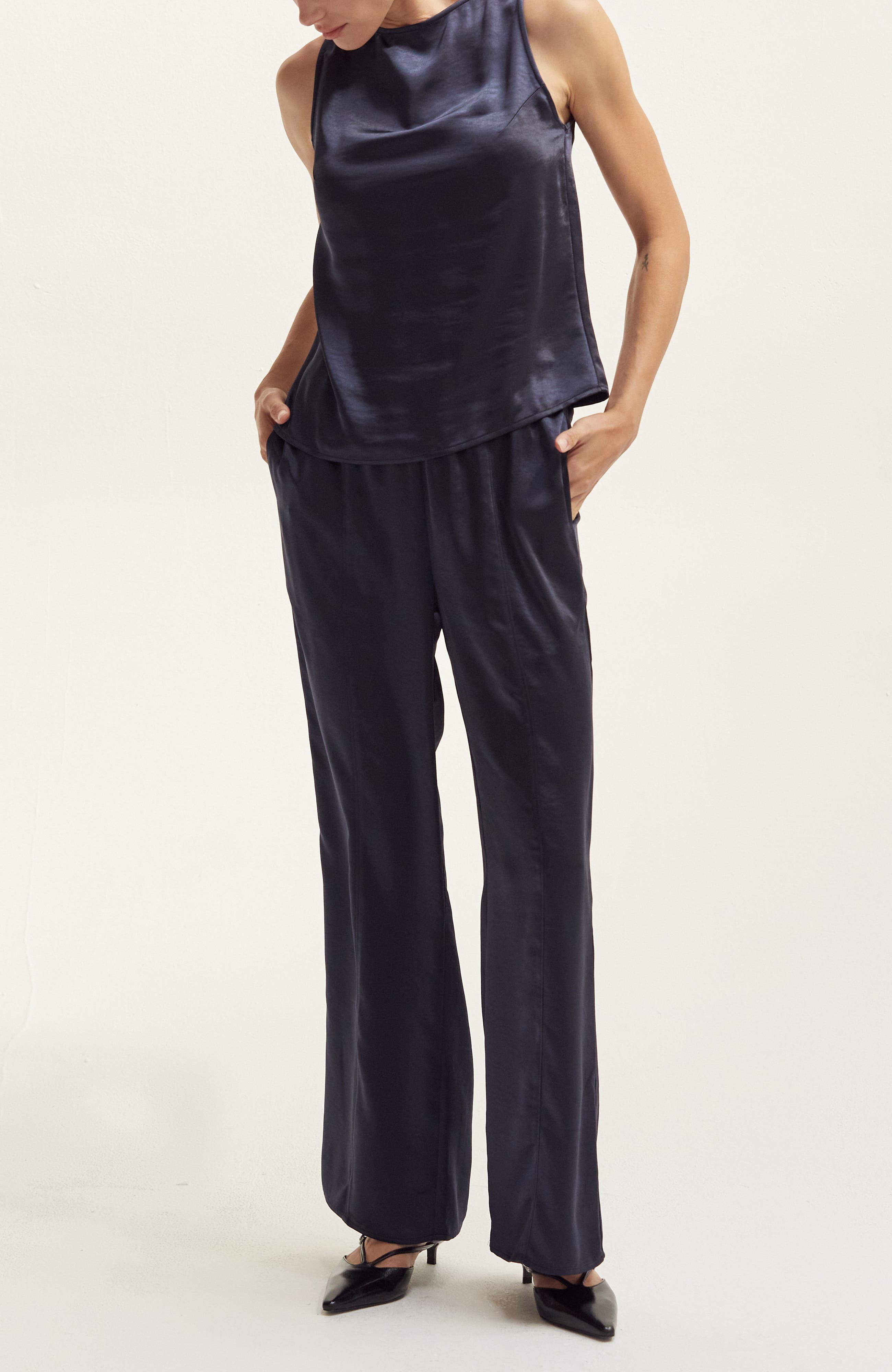 Crushed Satin Pull-On Pants - image 2