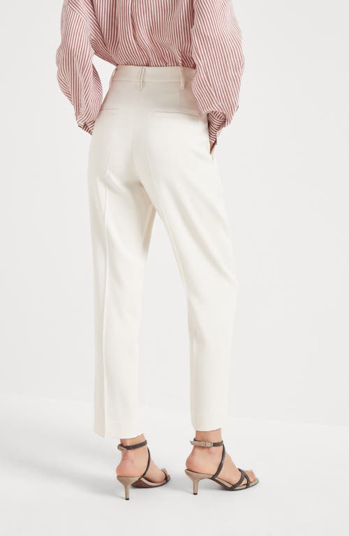 Brunello Cucinelli Women Slouchy Trousers In Viscose And Linen Fluid Twill With Moniline In Ivory