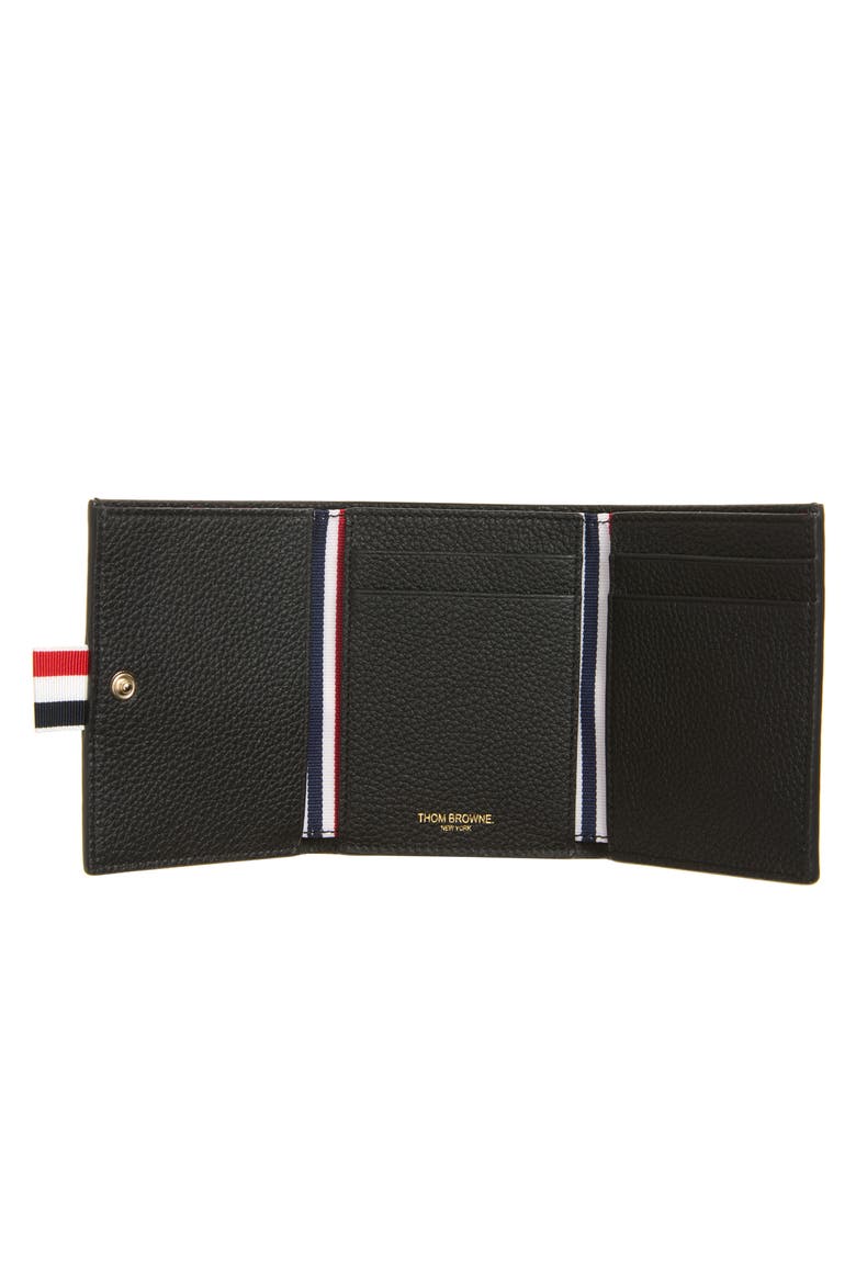 Snap Soft Pebble Leather Trifold Wallet, Alternate, color, BLACK