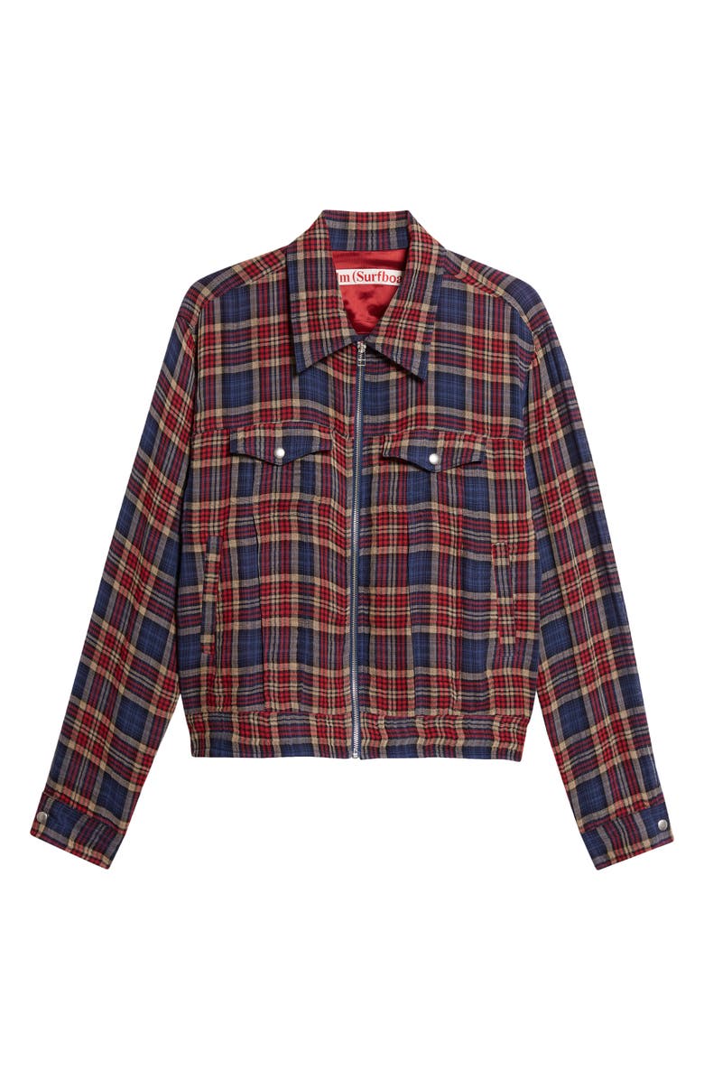 STOCKHOLM SURFBOARD CLUB Terrence Plaid Trucker Jacket, Main, color, Red Check