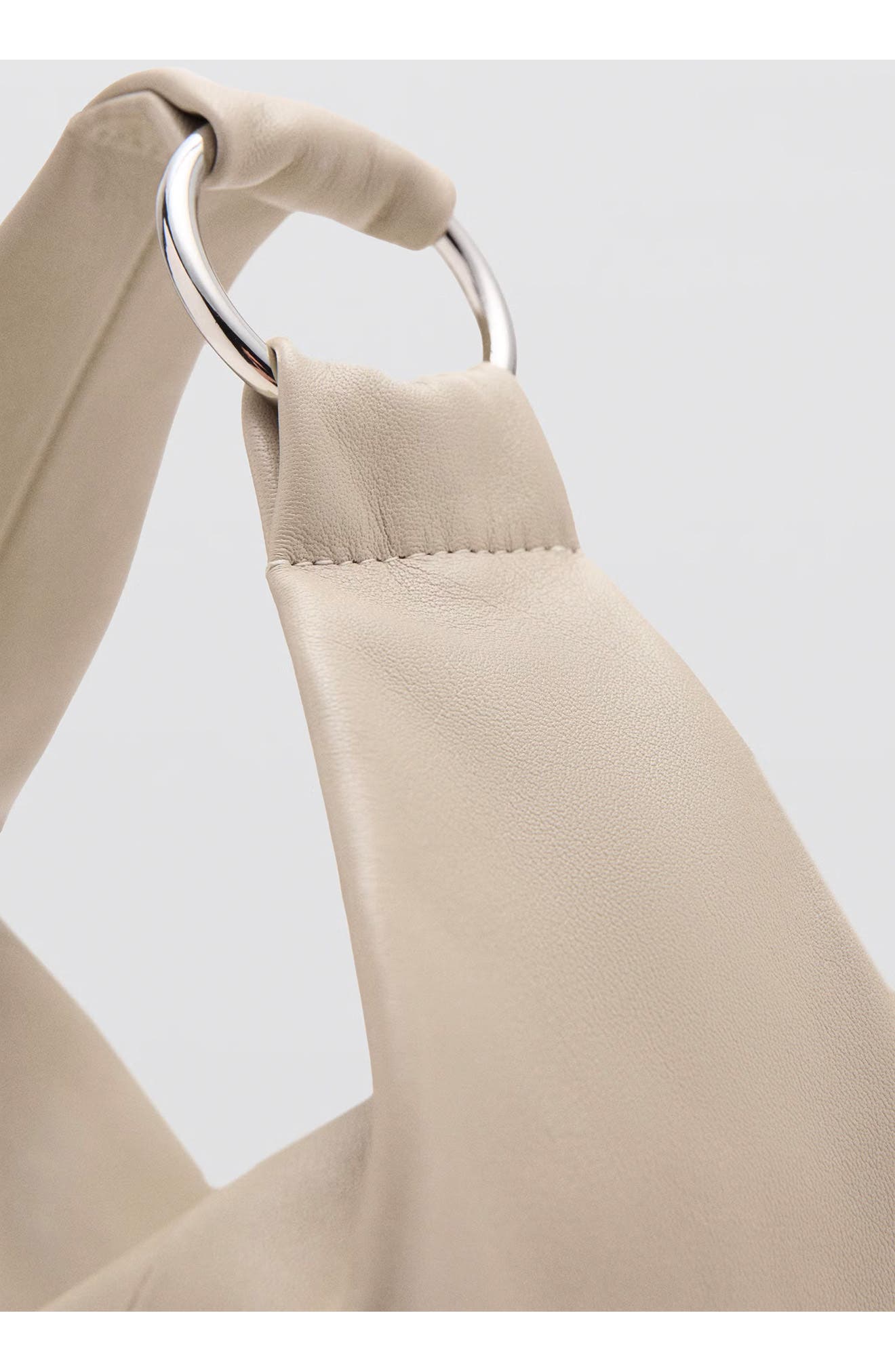 MANGO Leather Shoulder Bag, Alternate, color, Ecru