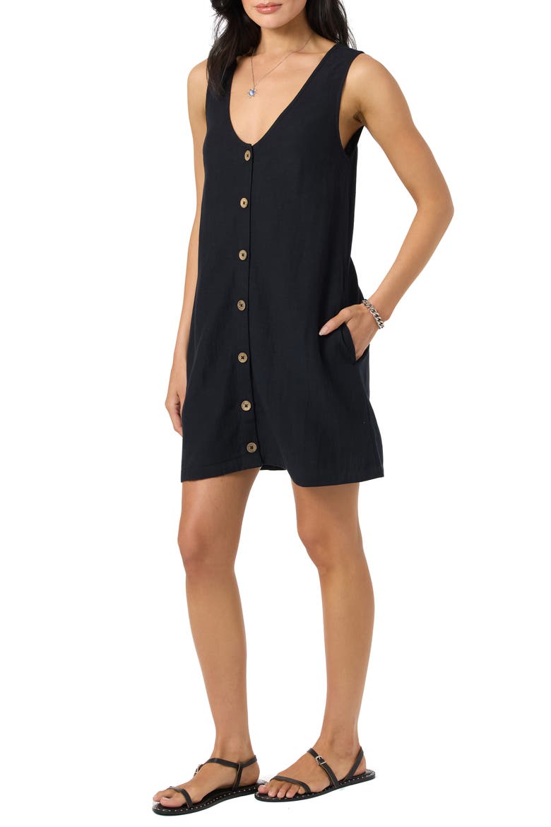Sanders Button-Up Minidress, Alternate, color, BLACK