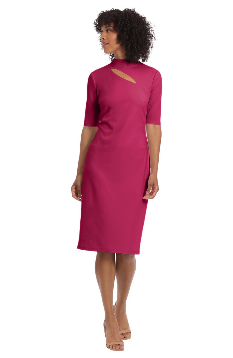 Maggy London Cutout Elbow Sleeve Sheath Dress, Alternate, color, Cabaret