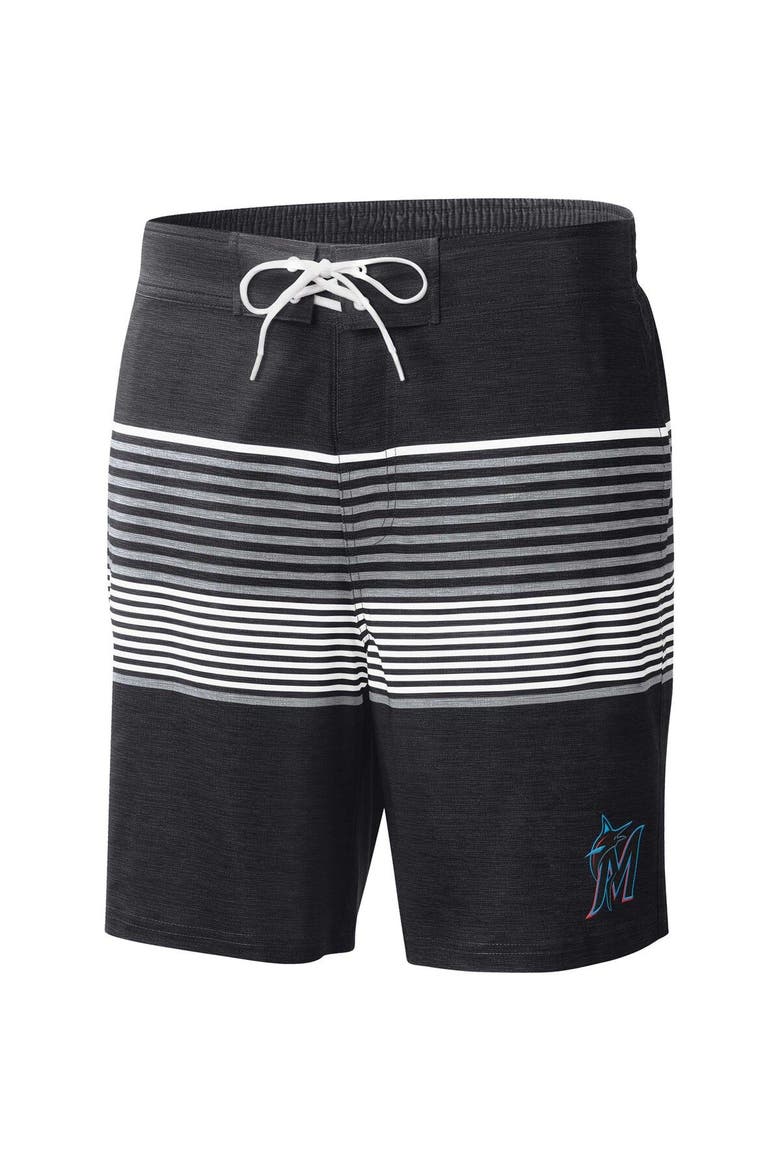 Men's G-III Sports by Carl Banks  Black Miami Marlins Coastline Volley Swim Shorts, Alternate, color, Black