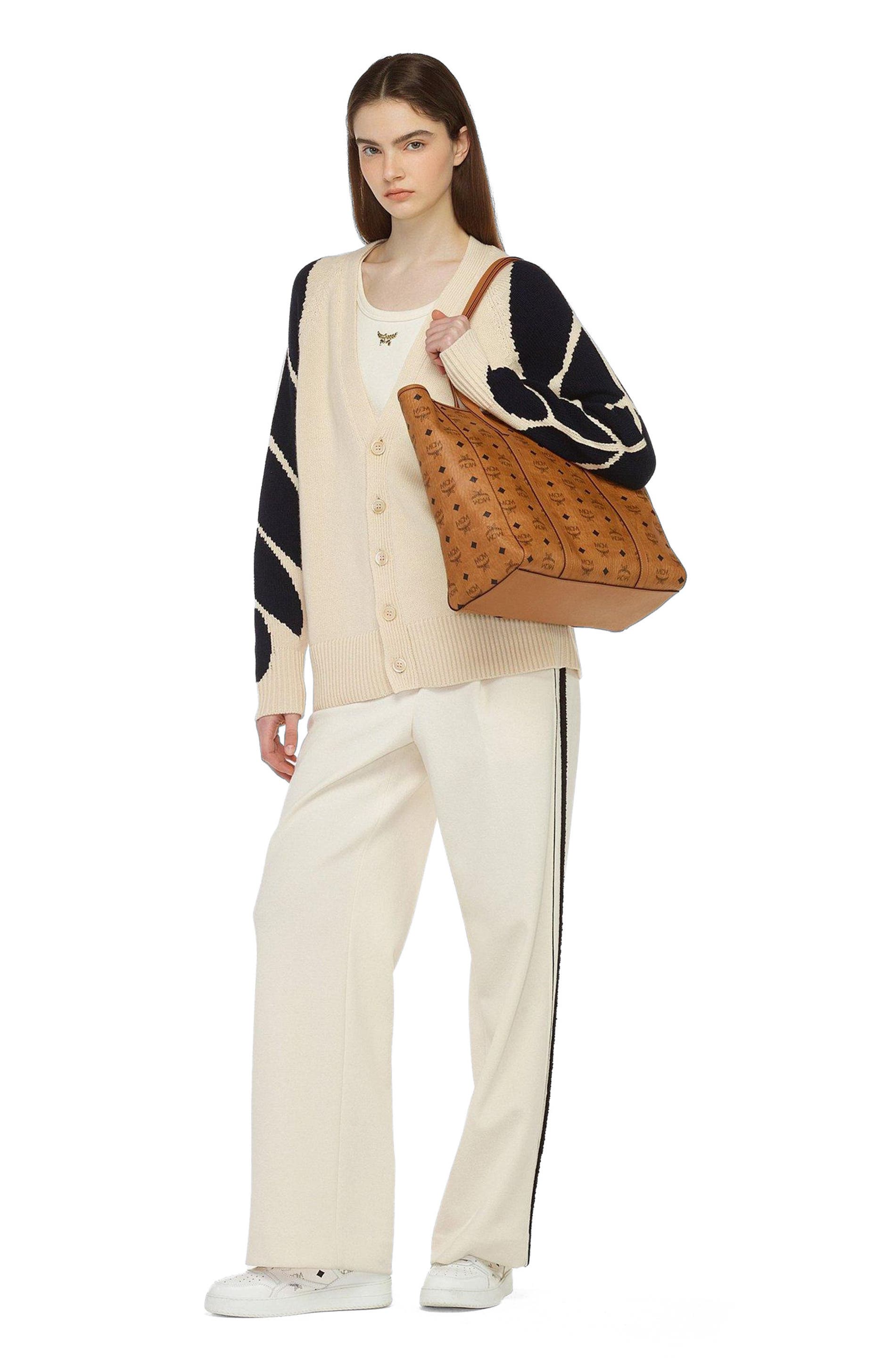 MCM Medium Toni Top-Zip Shopper in Visetos, Alternate, color, Brown