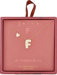 Leith Cubic Zirconia Heart & Bubble Initial Pendant Necklace