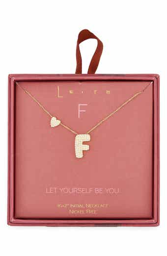 Cubic Zirconia Heart & Bubble Initial Pendant Necklace