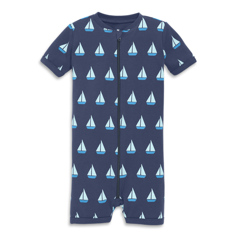 Baby Organic Zip Shortie In Set Sail