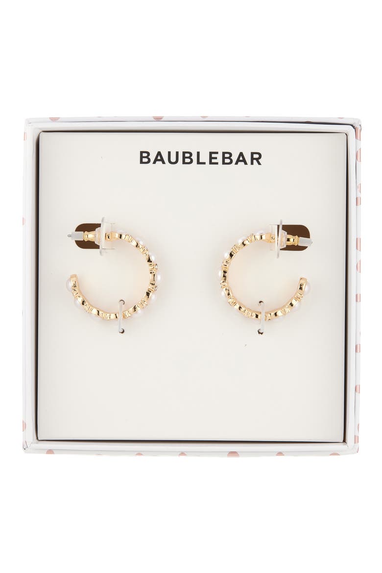 Perfect in Pearls Hoop Earrings, Main, color, PEARL